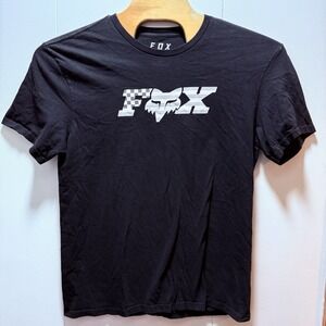 Fox Racing Black‎ And White Graphic Tee Shirt Men's Size XL Standard Fit Y2K
